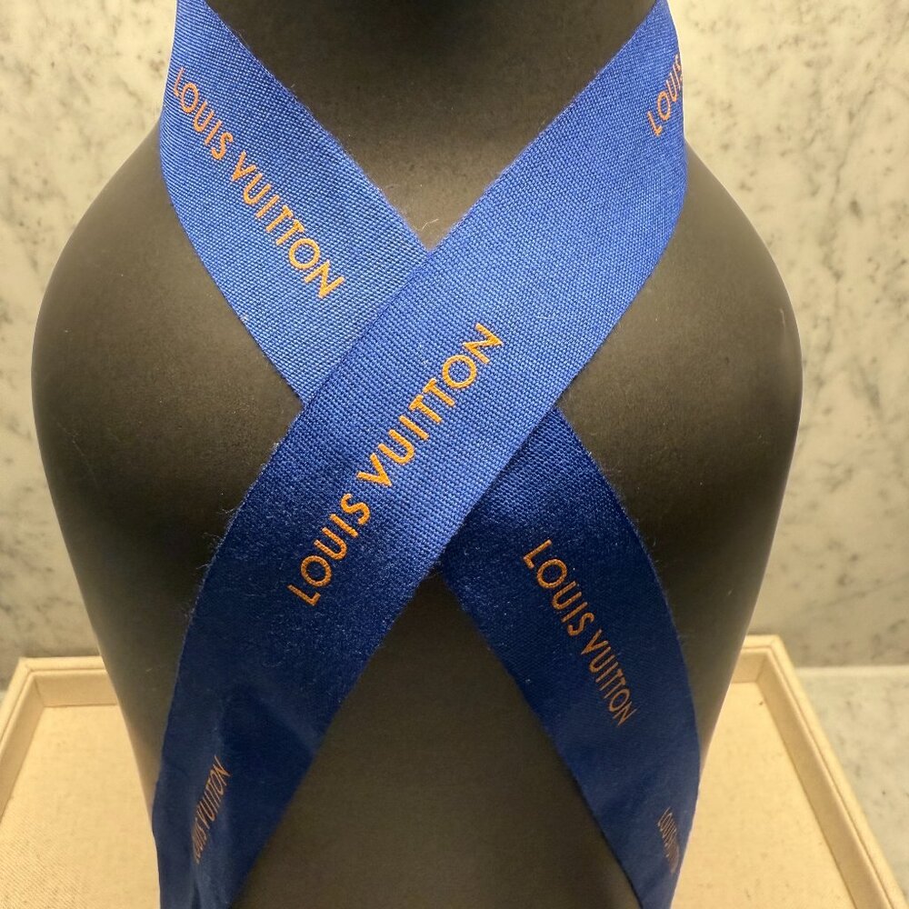 Louis Vuitton Royal Blue Ribbon with Gold Logo